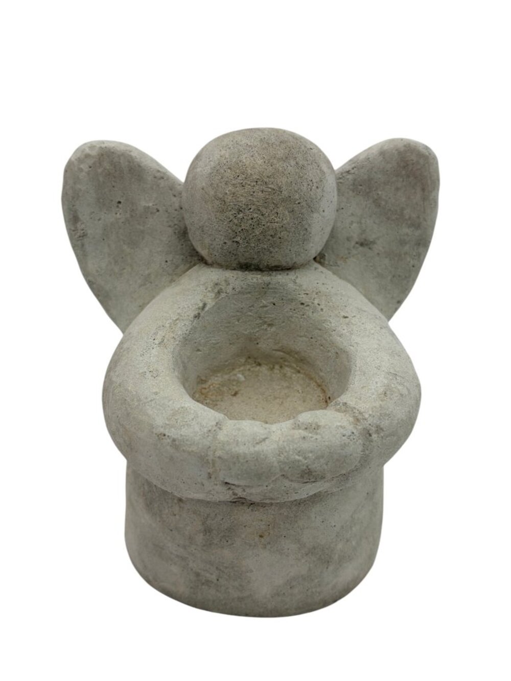 Vintage Concrete Angel Tealight Holder Made in Philippines Rustic Cement Cherub - Picture 2 of 10